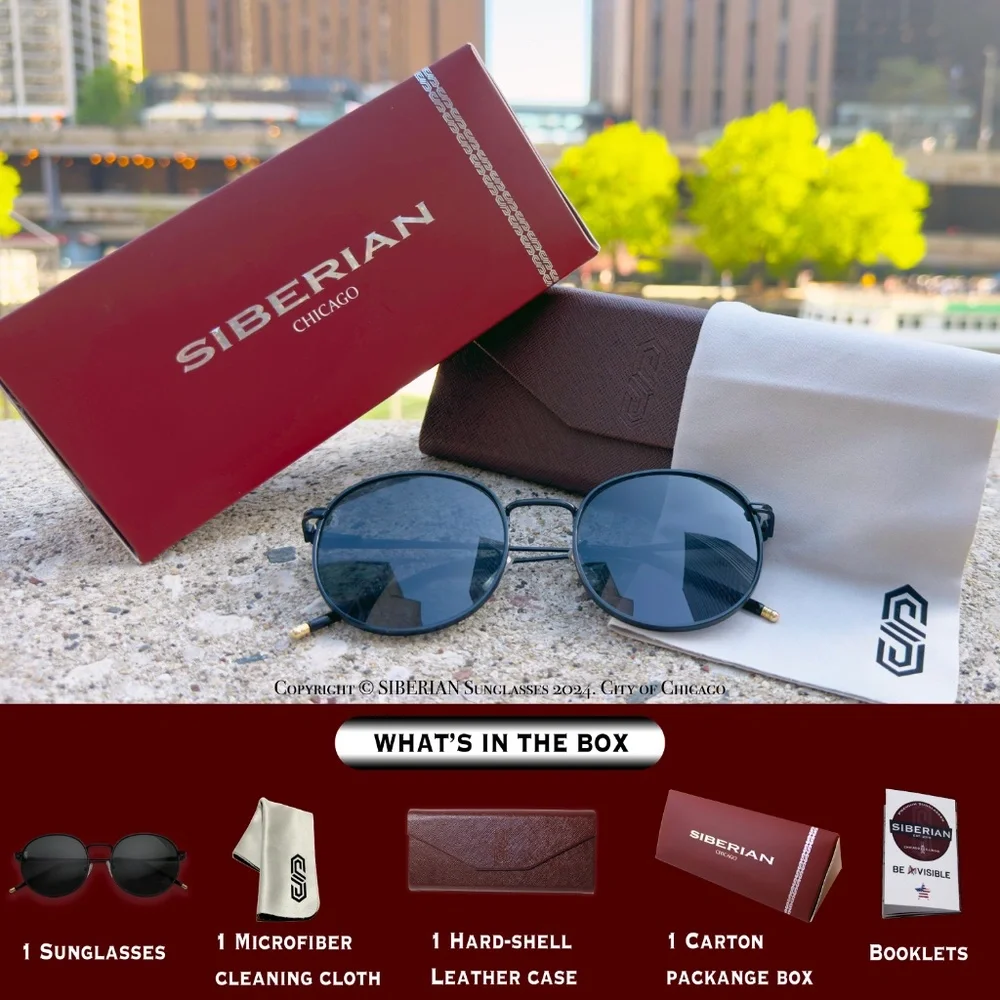 SIBERIAN Round BLACK Sunglasses Non-Polarized Unisex